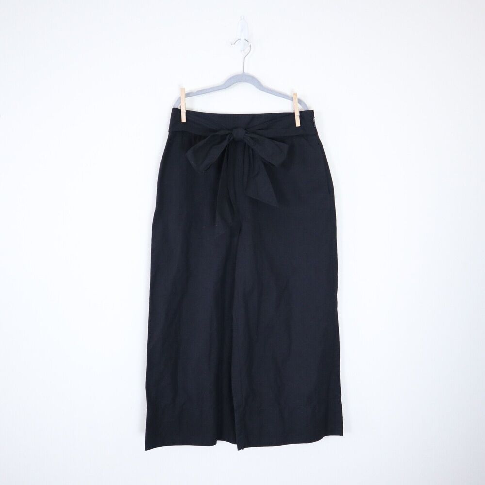 Kate Spade Size 4 Scenic Route Crop Linen Cotton Wide Leg Culotte Pant Black - Picture 2 of 9